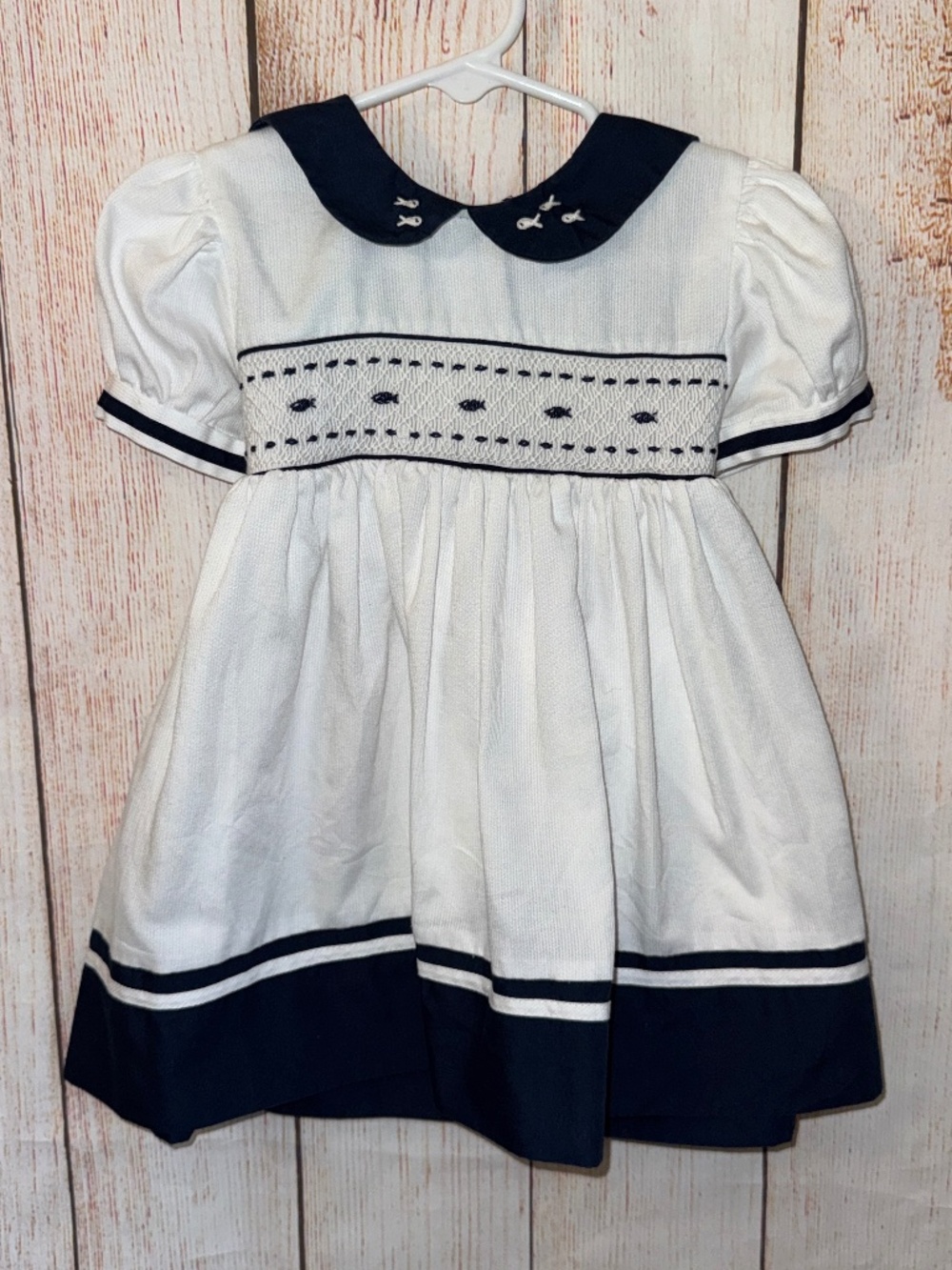 Carriage Boutiques Smocked Anchors Nautical Sailor Dress Fish  Toddler Girl 18m